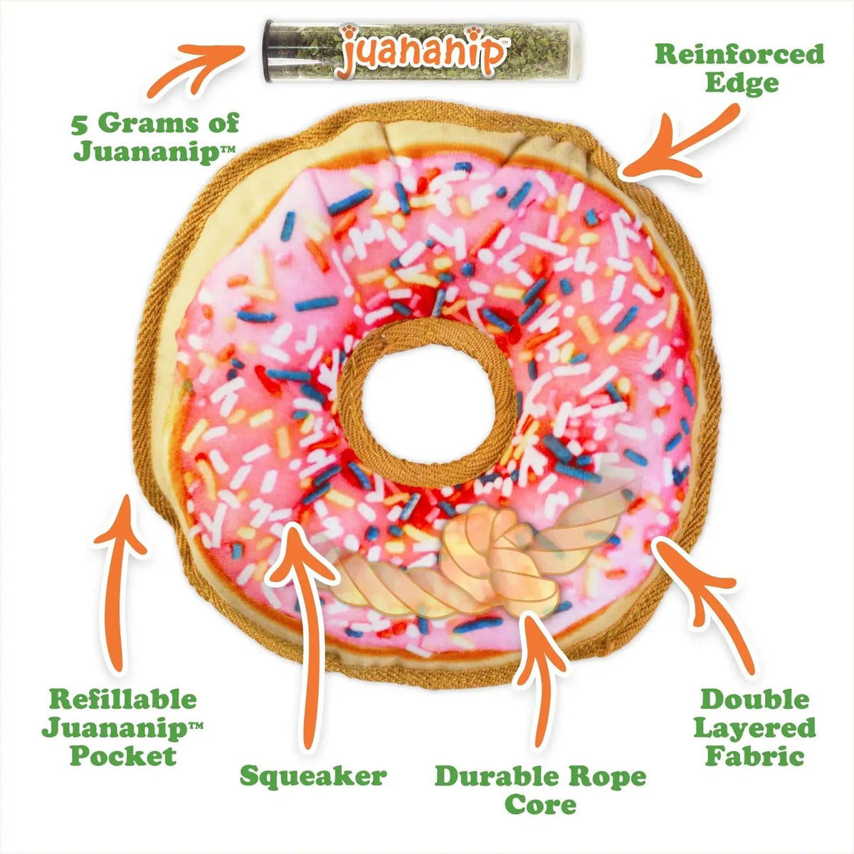 Doggijuana® Tuffer Chewer Pink Donut Refillable Dog Toy