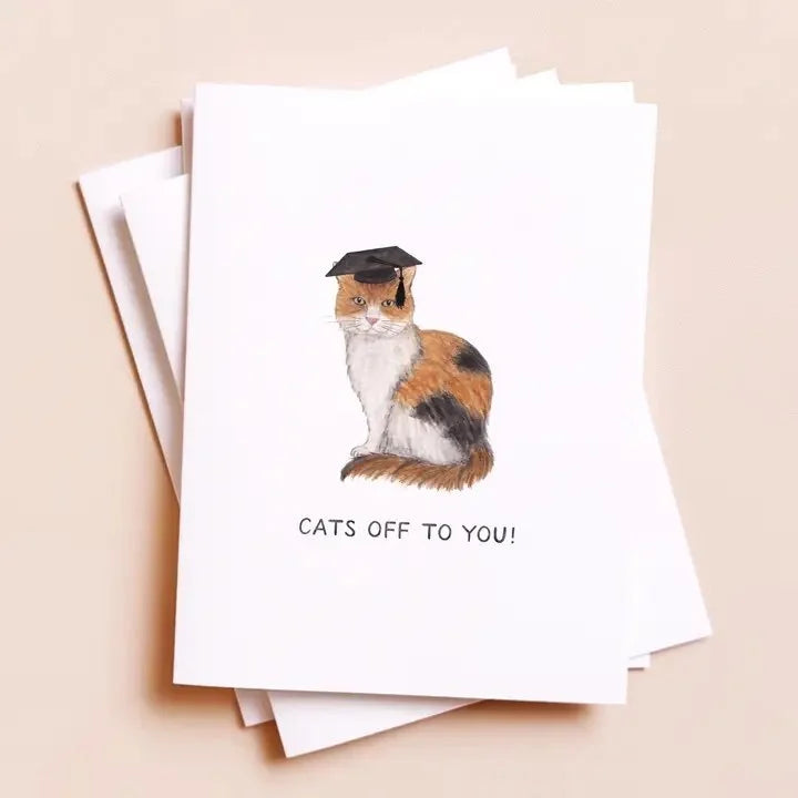 Hats Off To You — Funny Cat Lovers Graduation Card
