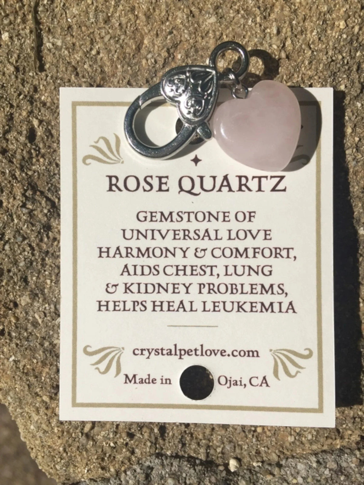 Harmony Rose Quartz Crystal Pet Pendant For Holistic Support