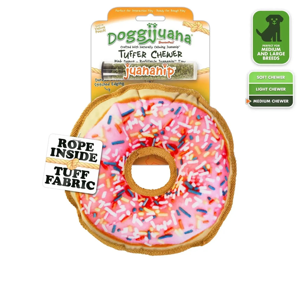 Doggijuana® Tuffer Chewer Pink Donut Refillable Dog Toy