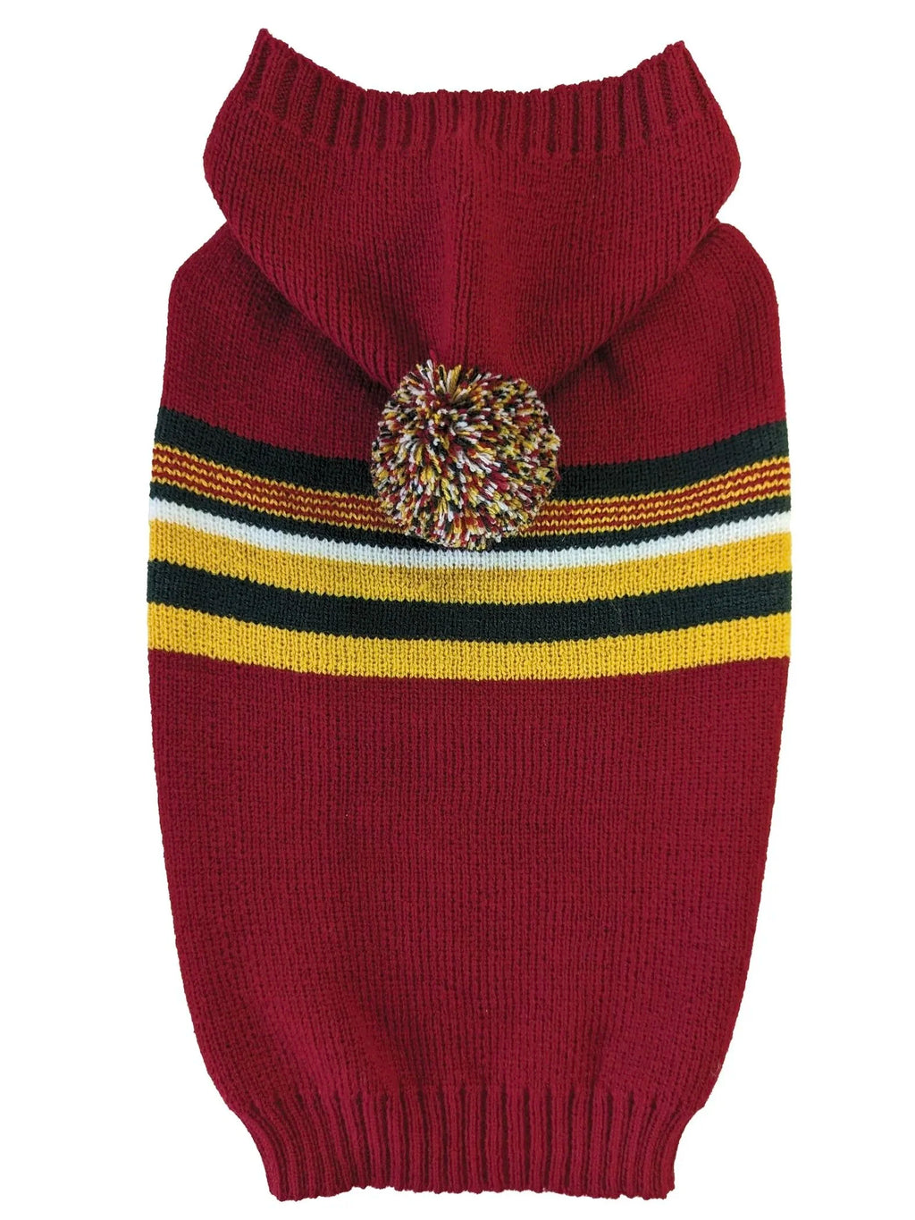 Wine Hooded Pom Pom Sweater