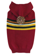 Wine Hooded Pom Pom Sweater