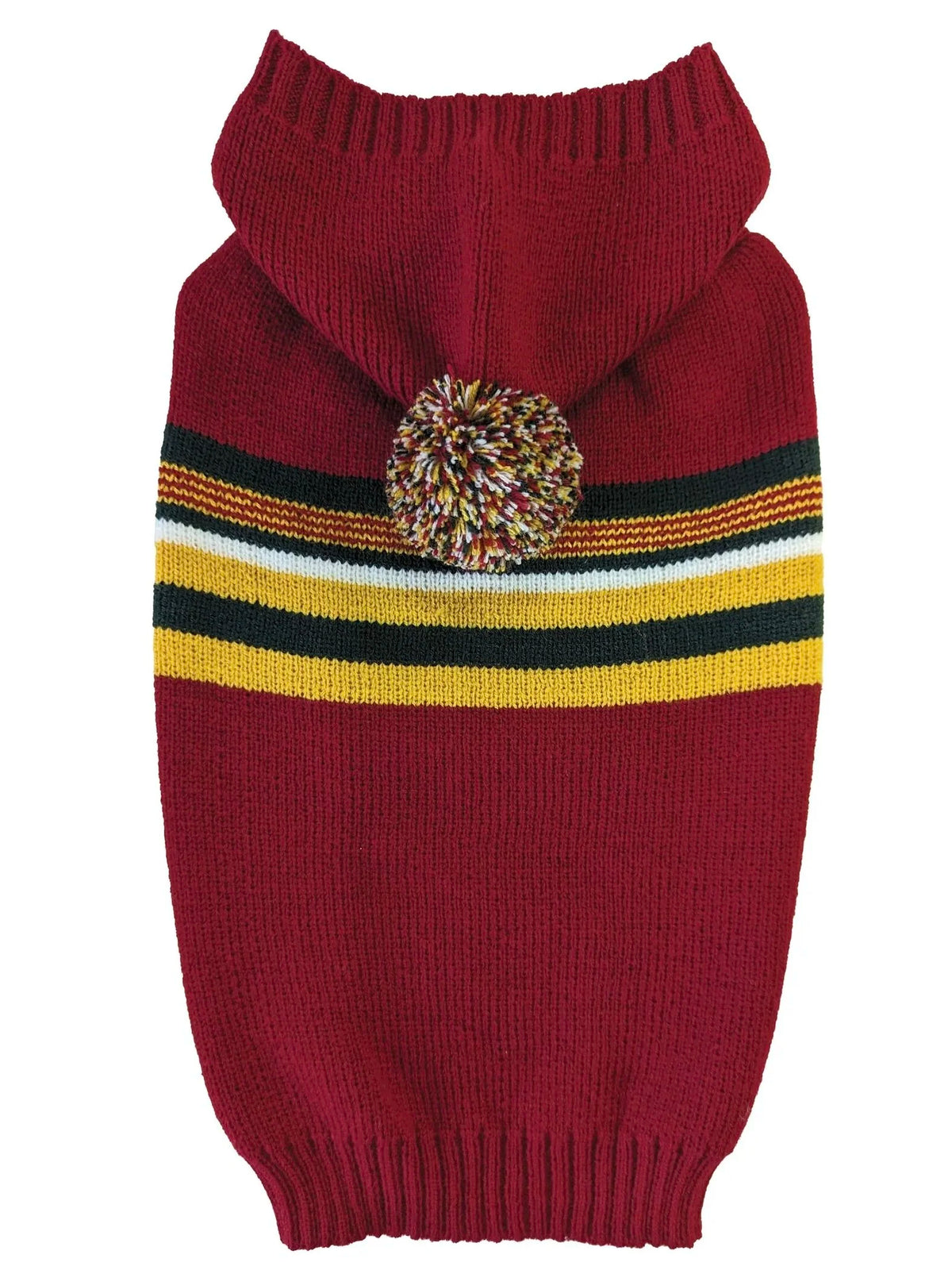 Wine Hooded Pom Pom Sweater