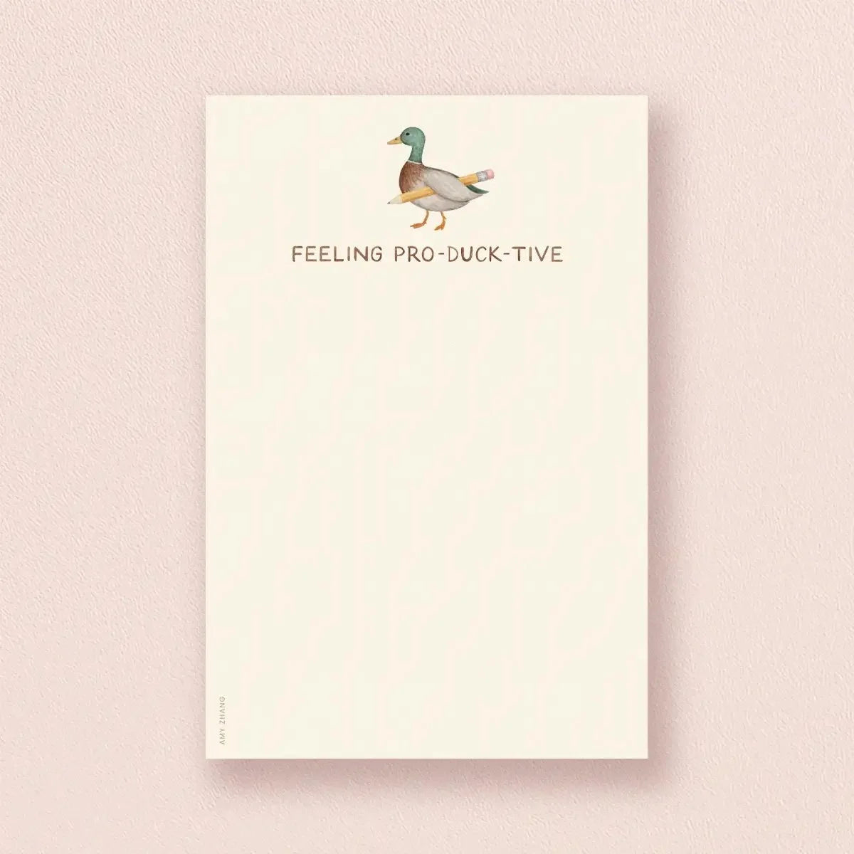 Feeling Productive — Cute Duck and Pencil Pun Notepad