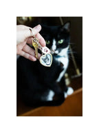 Heart Keychain with Paw Charm, Silver