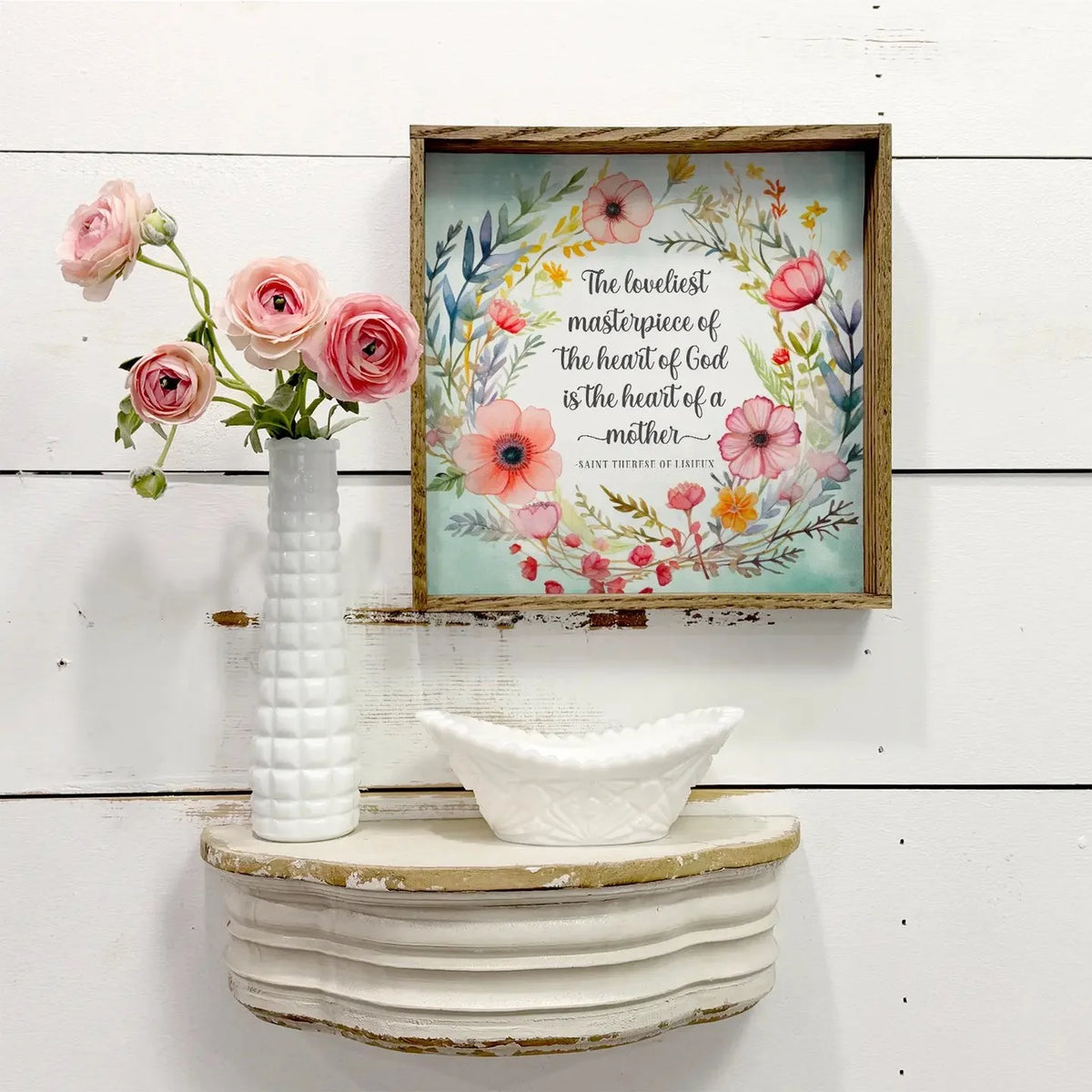 Heart of A Mother Wreath - Mom Quote Canvas Art - Framed