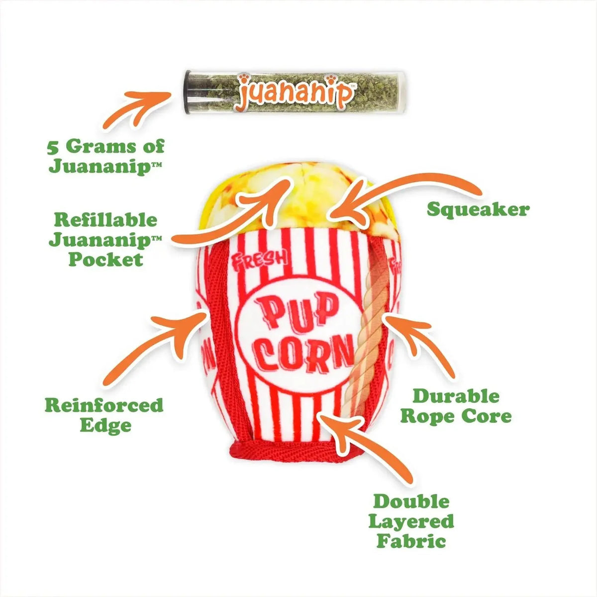 Doggijuana® Tuffer Chewer Mini Pupcorn Refillable Dog Toy