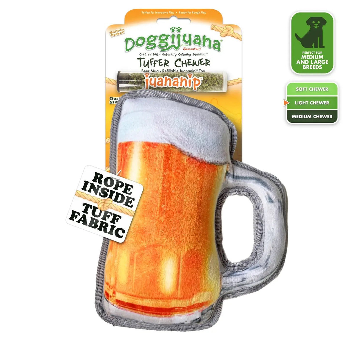 Doggijuana® Tuffer Chewer Beer Mug Refillable Dog Toy