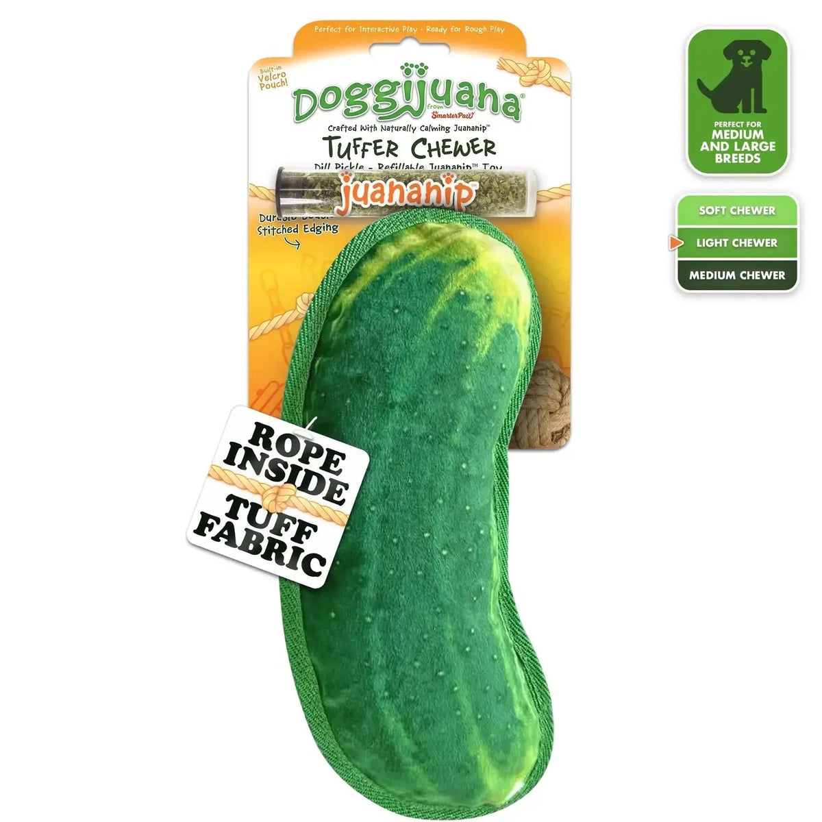 Doggijuana® Tuffer Chewer Dill Pickle Refillable Dog Toy