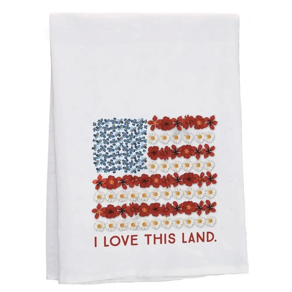 Floral Flag Love Land - Tea Towels