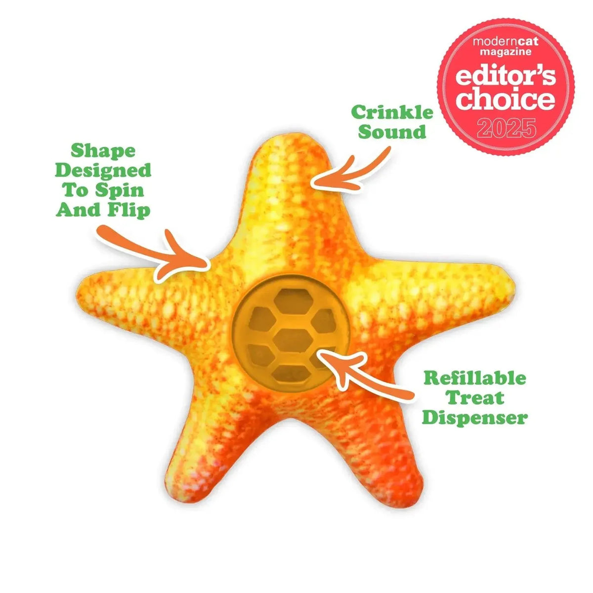 Meowijuana® Knn Starfish Refillable Treat Dispensing Cat Toy