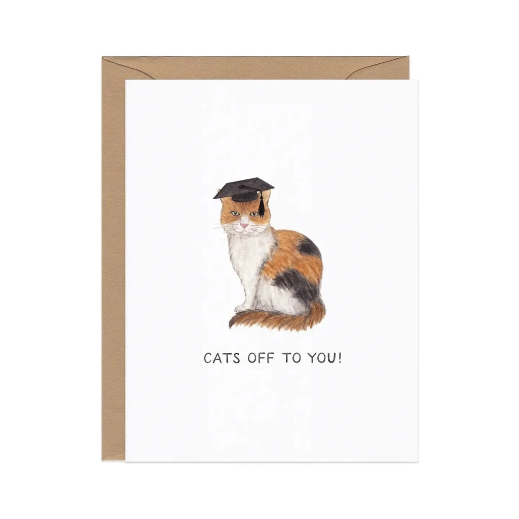 Hats Off To You — Funny Cat Lovers Graduation Card