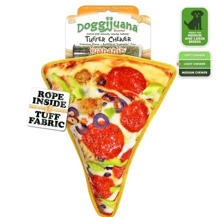Doggijuana® Tuffer Chewer Supreme Pizza Refillable Dog Toy