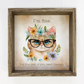 I'm Fine Cat - Spring Time Cat Canvas Art - Wood Framed Art