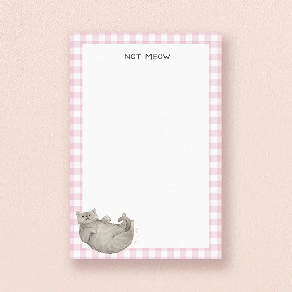 Not Meow — Sassy Cat Lovers Gingham To Do List Notepad