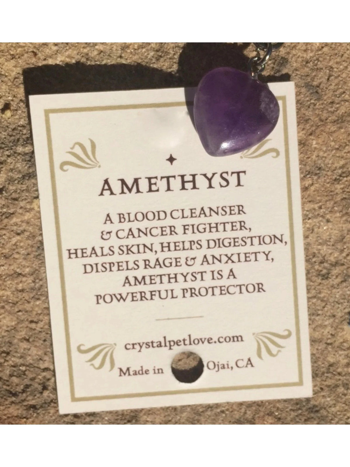 Amethyst Crystal Healing Pet Pendant For Holistic Support