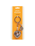Heart Keychain with Paw Charm, Silver