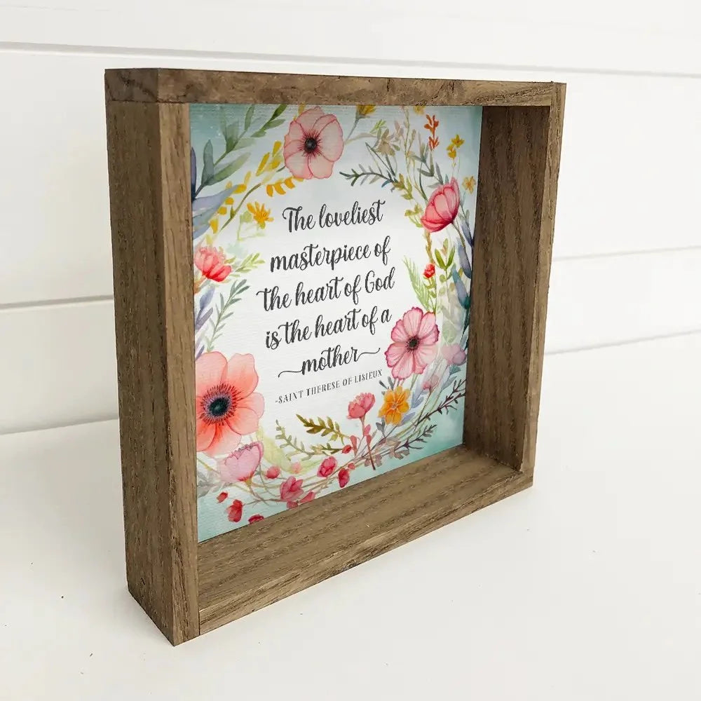 Heart of A Mother Wreath - Mom Quote Canvas Art - Framed