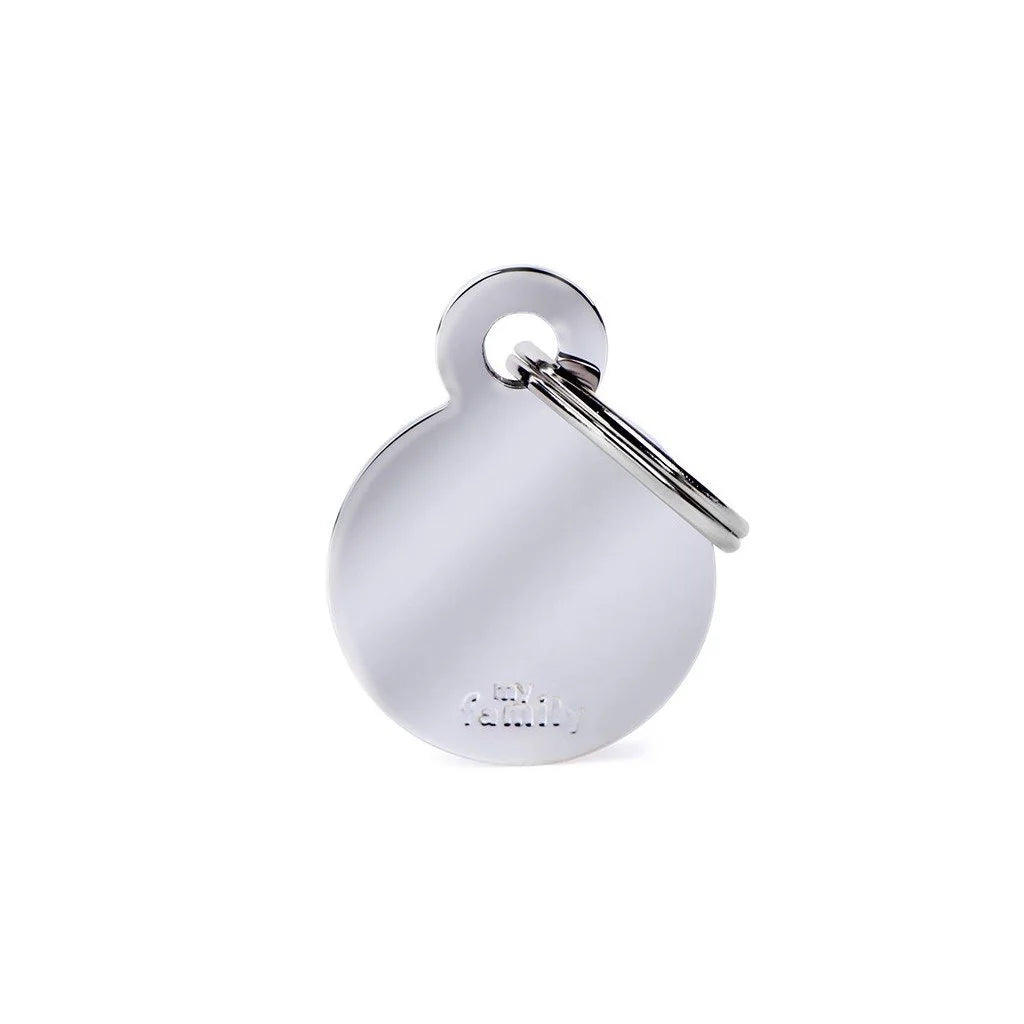 MyFamily Basic Small Circle ID Tag | Chrome Plated Brass