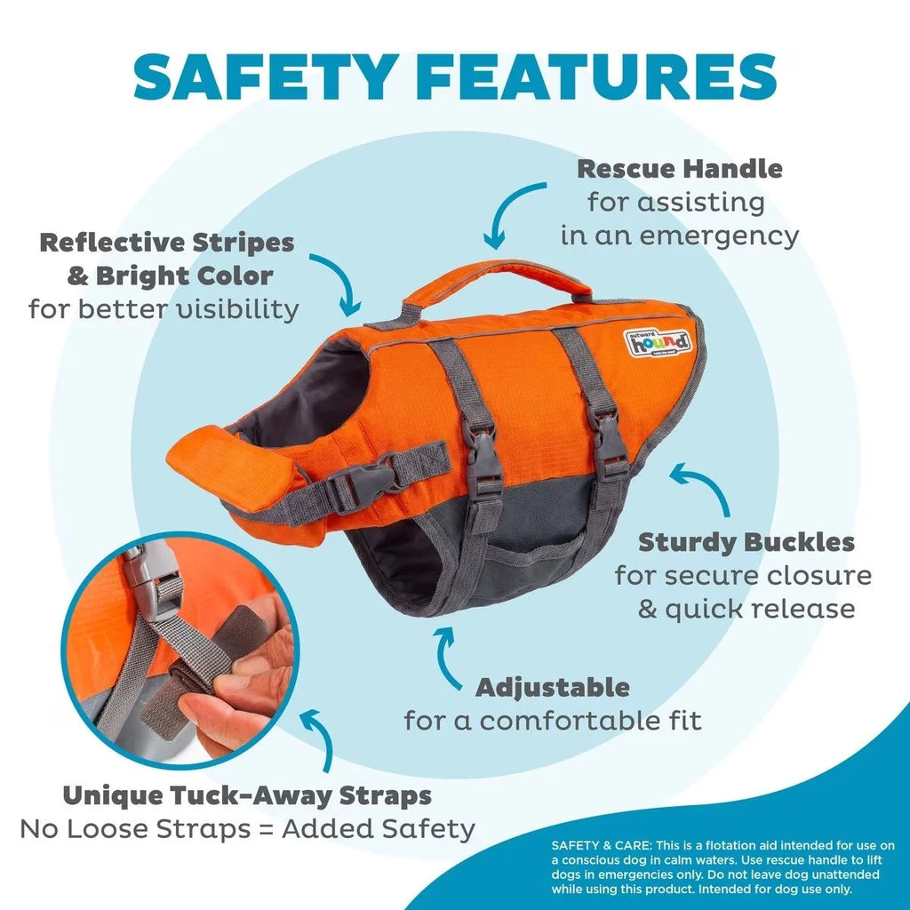 Outward Hound Granby Ripstop Dog Life Jacket – Bright Orange
