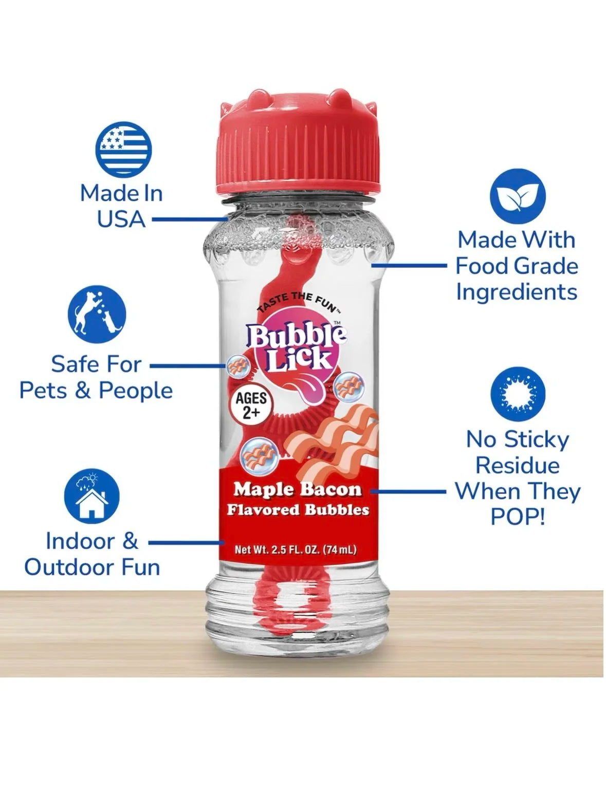 Bubble Lick Flavored Pet‑Safe Bubbles – USA‑Made, Food‑Grade Bubble Solution for Dogs & Kids