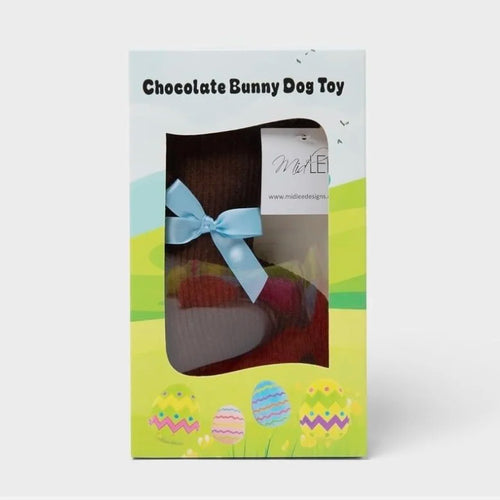 Chocolate Bunny Plush Easter Dog Toy with Squeaker