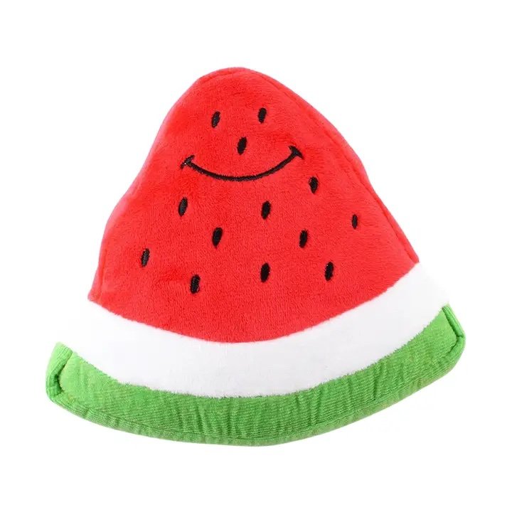 Smiley Watermelon Squeaker Plush Dog Toy