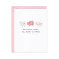 Funny Birthday Card “Party Animal” – Animal Cracker Pun Card, Cute Food Pun Birthday Card for Friends