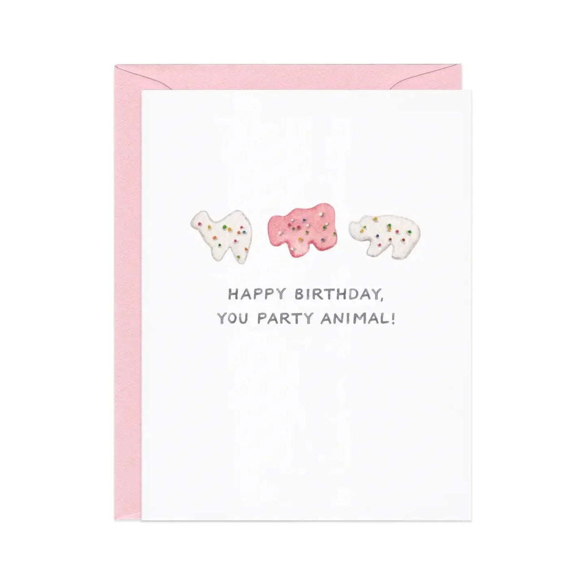 Funny Birthday Card “Party Animal” – Animal Cracker Pun Card, Cute Food Pun Birthday Card for Friends