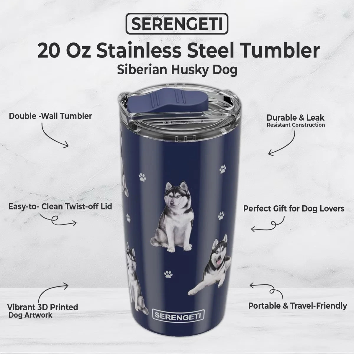 Serengeti Tumbler 20oz | Siberian Husky