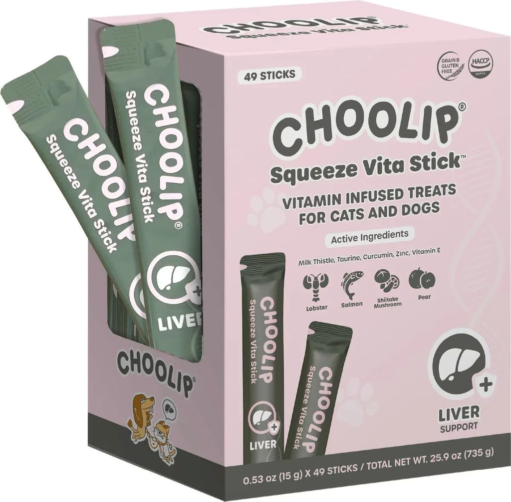 Choolip Squeeze Vita Stick Grab n Go Liver Support Lickable Dog and Cat Treats, 49 count