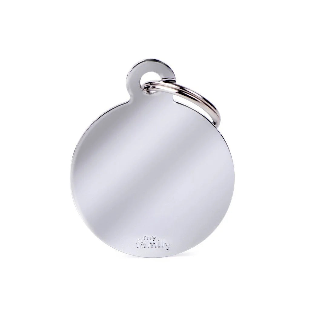 MyFamily Basic Big Circle ID Tag | Chrome Plated Brass