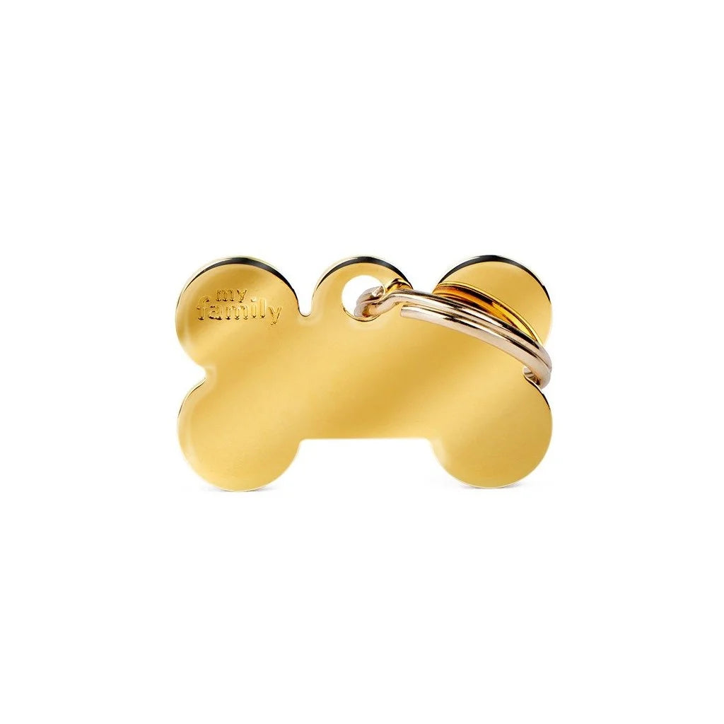 MyFamily Basic Small Bone ID Tag | Gold Plated Brass