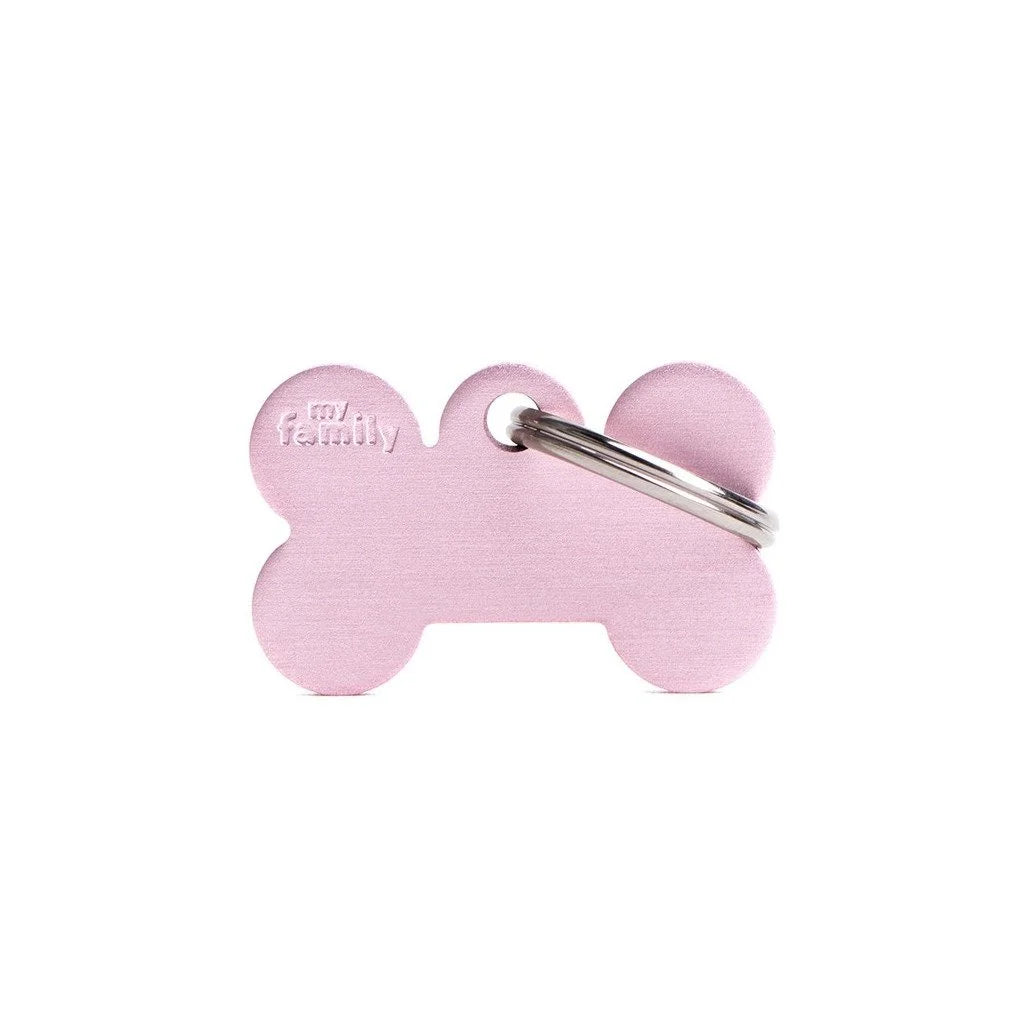 MyFamily Basic Small Bone ID Tag | Pink Aluminum