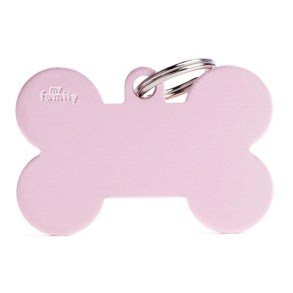 MyFamily Basic XL Bone ID Tag | Pink Aluminum