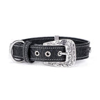 MyFamily El Paso Black Genuine Leather Dog Collar