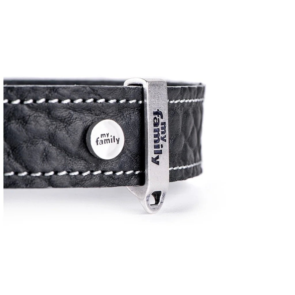 MyFamily El Paso Black Genuine Leather Dog Collar