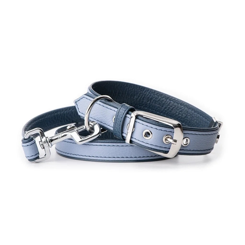 MyFamily Firenze Light Blue Genuine Leather Dog Collar