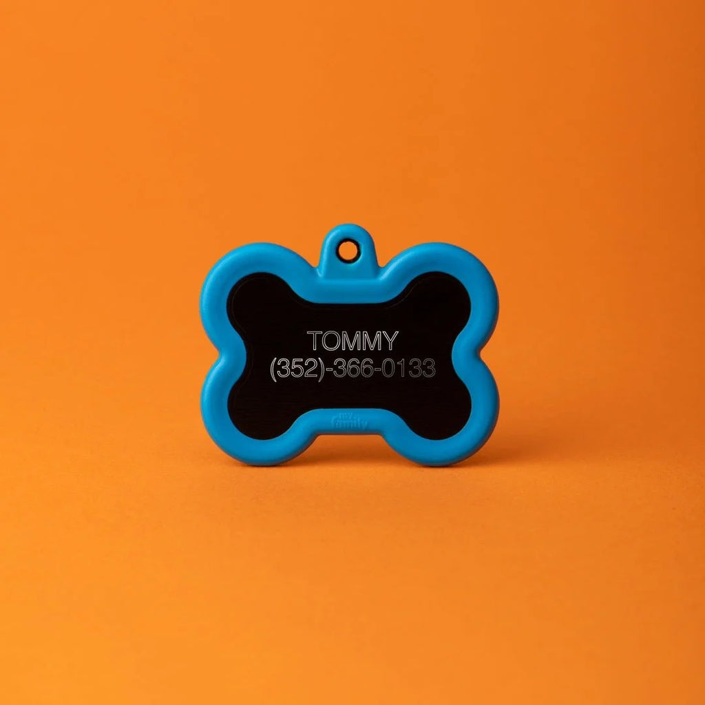 MyFamily Hushtag Big Black Aluminum Bone ID Tag with Red Rubber