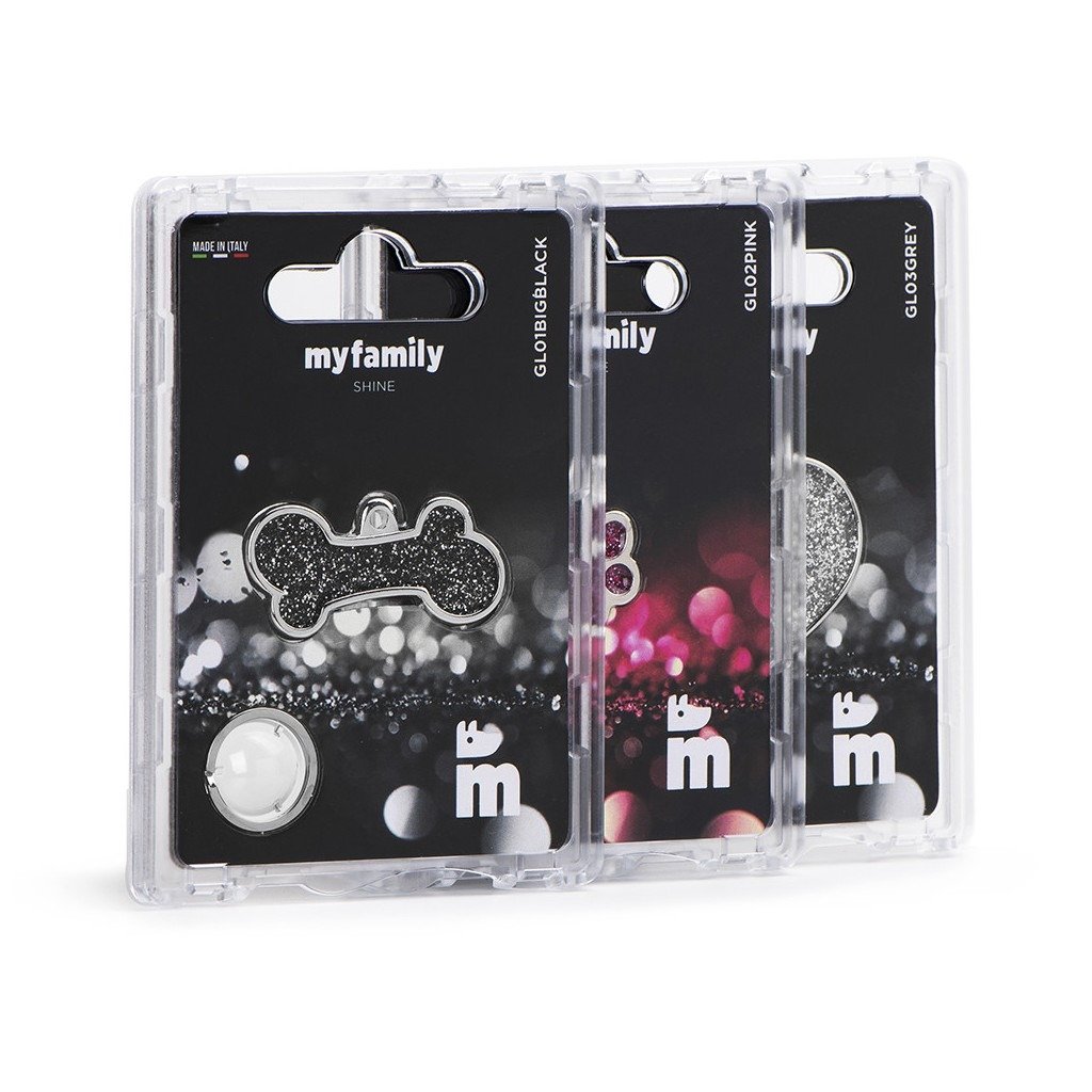 MyFamily Shine Small Pink Glitter Heart ID Tag