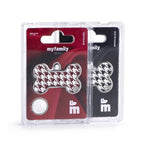 MyFamily Style Pied de Poule Houndstooth Big Red Bone ID Tag
