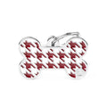 MyFamily Style Pied de Poule Houndstooth Big Red Bone ID Tag