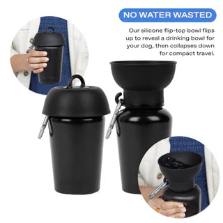 Springland Pets 20 oz Flip Dog Water Bottle | Black