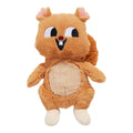 BARK Pearl Squirrel plush dog toy with golden-brown fur, a cream belly and feet, pink inner ears, and a fluffy tail.