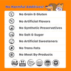 Choolip graphic listing excluded ingredients, including grains, gluten, artificial flavors, synthetic preservatives, and meat by-products.