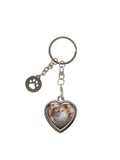Heart Keychain with Paw Charm, Silver