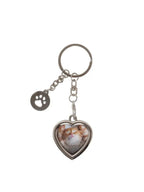 Heart Keychain with Paw Charm, Silver
