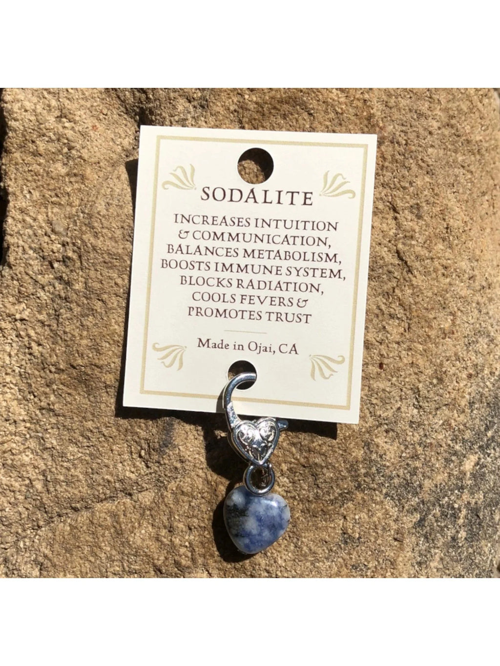 Sodalite Heart Crystal Pet Pendant For Holistic Support